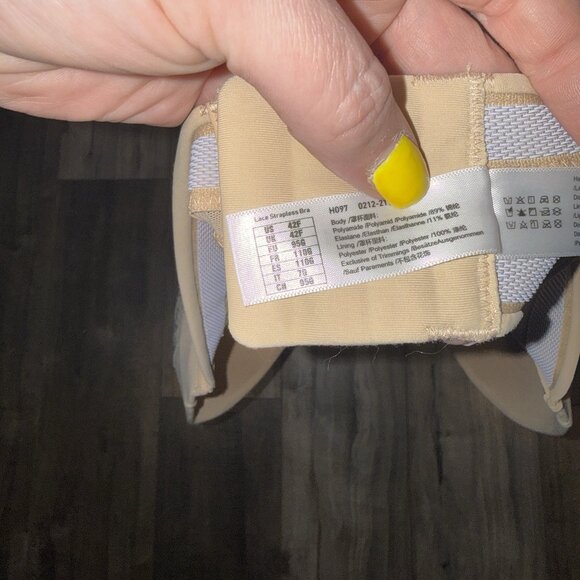 DELIMIRA Strapless Push Up Bra 42F Tan Lace Underwire - Picture 4 of 7